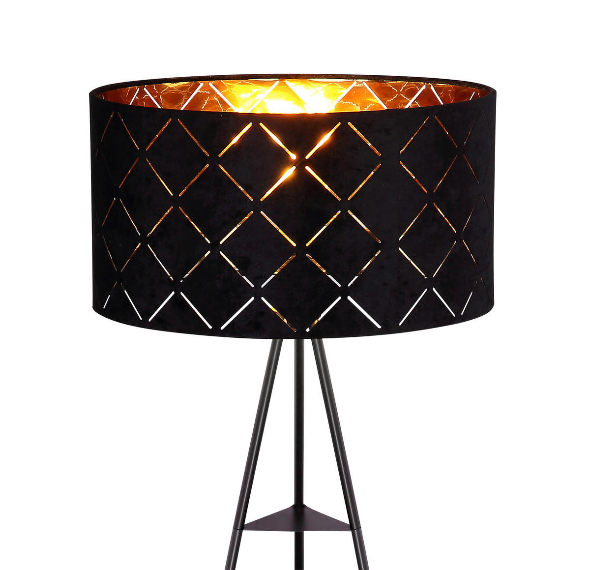 STEHLEUCHTE - Schwarz, Design, Textil/Metall (69/149cm) - Globo