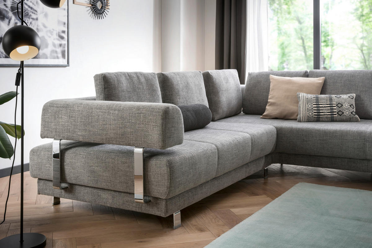 ECKSOFA in Chenille Graphitfarben  - Graphitfarben, Design, Textil/Metall (277/235cm)