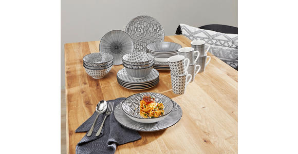 KOMBISERVICE Tokyo 30-teilig  - Schwarz/Weiß, Trend, Keramik - Novel