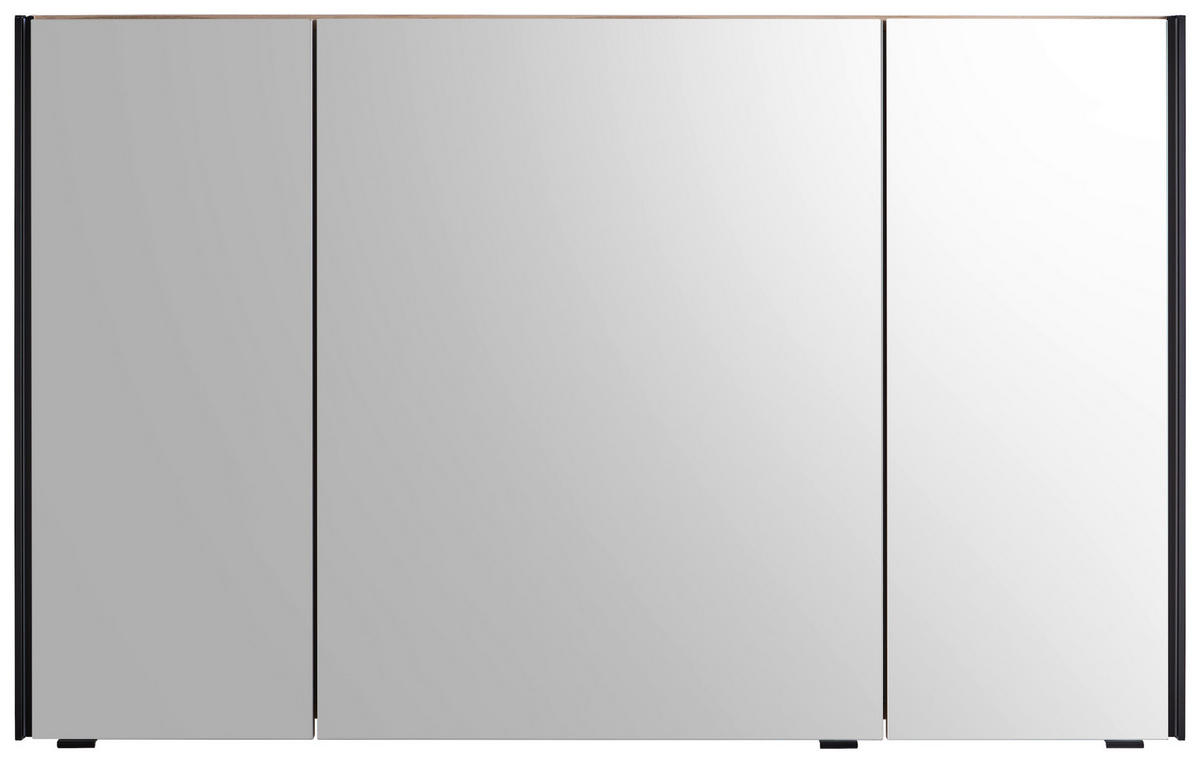 SPIEGELSCHRANK 123,2/70,3/17 cm  - Lavagrau/Schwarz, Design, Glas/Holzwerkstoff (123,2/70,3/17cm) - Sadena