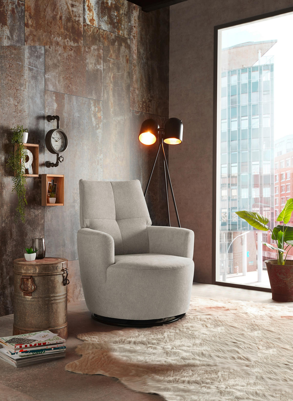 SESSEL Webstoff Grau    - Schwarz/Grau, Design, Textil/Metall (80/96/88cm) - SetOne by Musterring