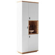 VITRINE  in furniert Wildeiche Weiß, Wildeiche - Wildeiche/Anthrazit, Design, Glas/Holz (80/202/37cm) - Novel