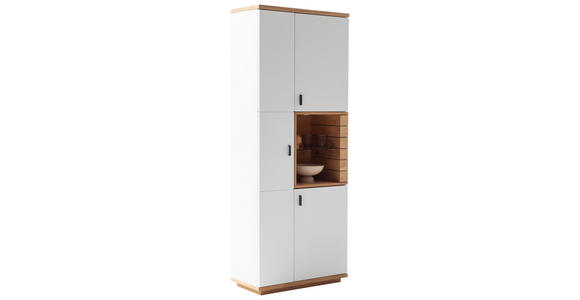VITRINE in furniert Wildeiche Weiß, Wildeiche - Wildeiche/Anthrazit, Design, Glas/Holz (80/202/37cm) - Novel