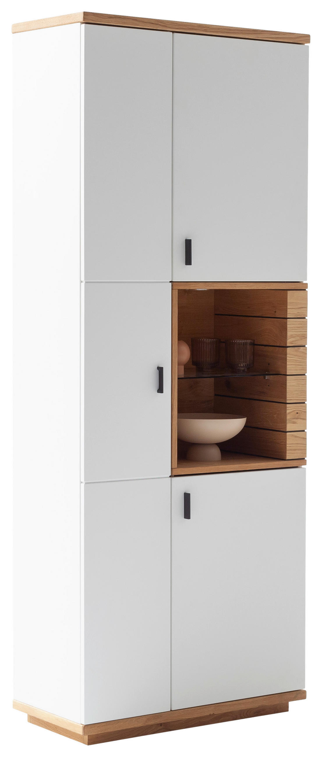 VITRINE Weiss, Wildeiche  80/202/37 cm  - Wildeiche/Weiss, Design, Glas/Holz (80/202/37cm) - Novel