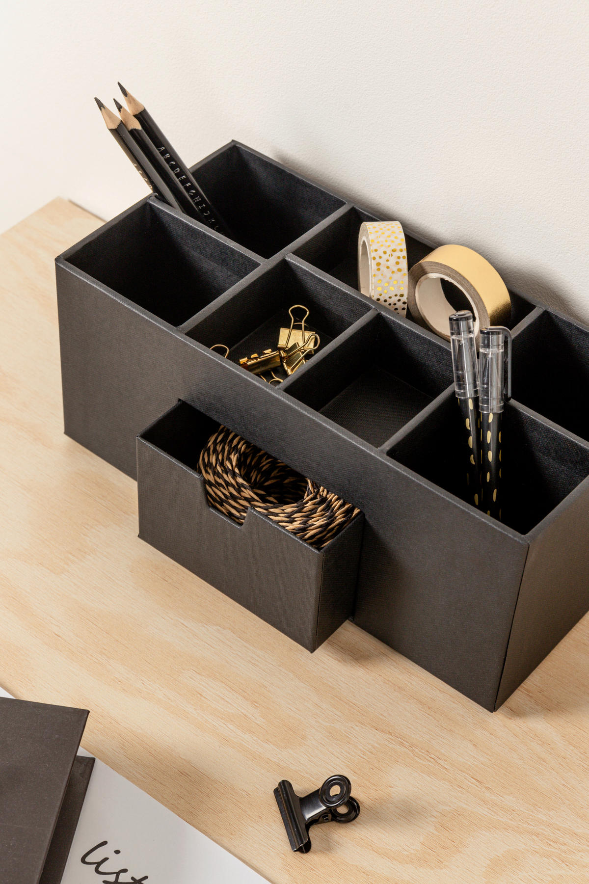 TISCHORGANIZER    12/24.5/10.5 cm  - Schwarz, Basics, Karton/Papier (12/24.5/10.5cm)