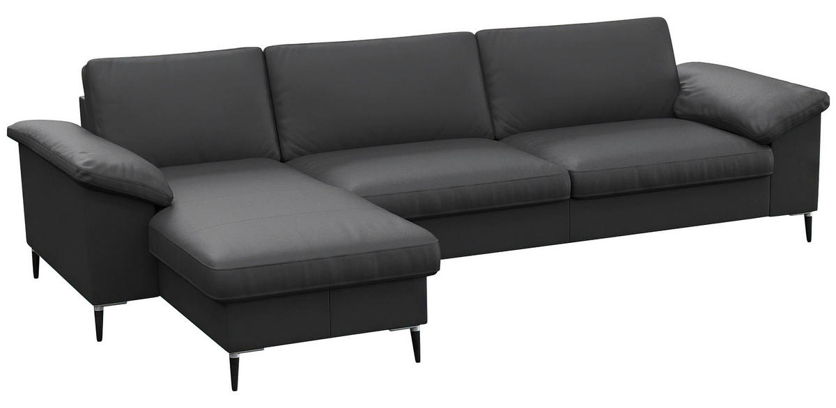 Freisteller von Livetastic ECKSOFA Schwarz Echtleder.