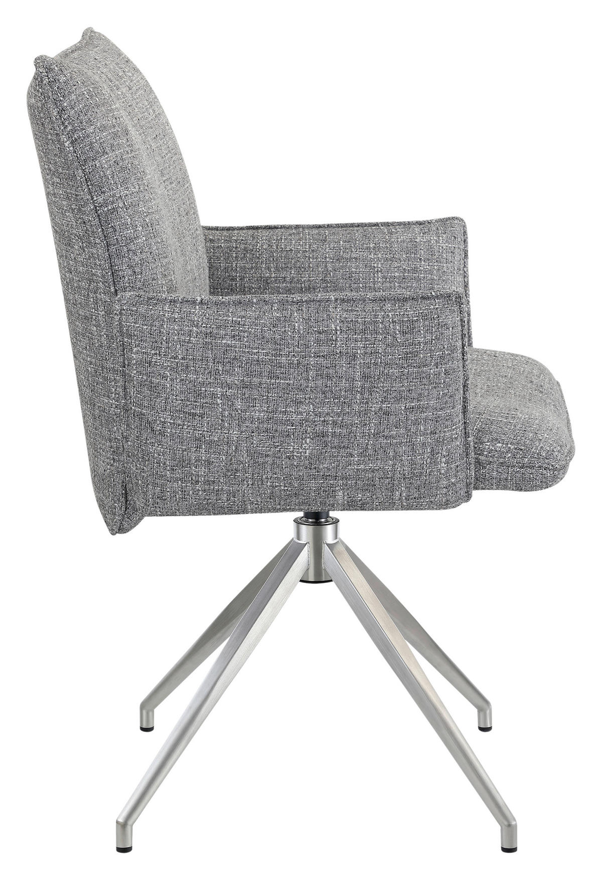 ARMLEHNSTUHL  Sitzfläche 360° drehbar, automatische Rückholfunktion Webstoff  Grau, Edelstahlfarben  - Edelstahlfarben/Grau, Design, Textil/Metall (60,5/87/61,5cm) - Novel