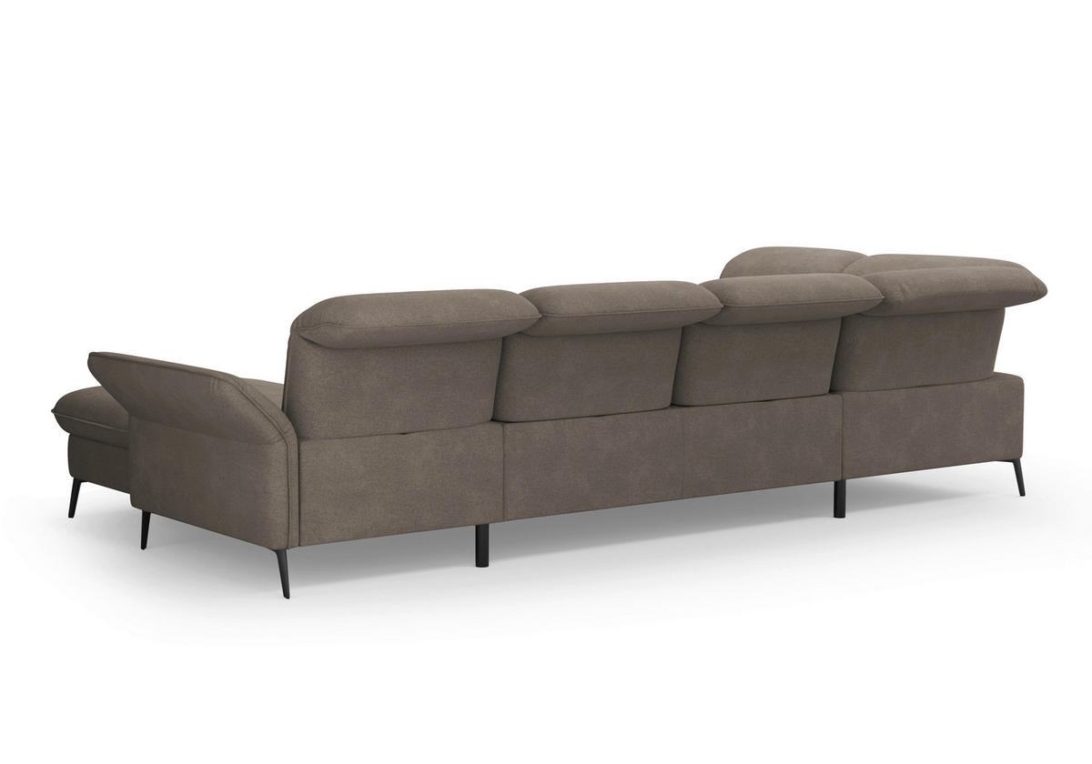 WOHNLANDSCHAFT Schlammfarben Flachgewebe  - Schlammfarben/Schwarz, KONVENTIONELL, Textil/Metall (231/359/198cm) - Sit & More