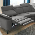 ECKSOFA in Echtleder Dunkelgrau  - Dunkelgrau/Schwarz, Design, Leder/Metall (285/239cm) - Cantus