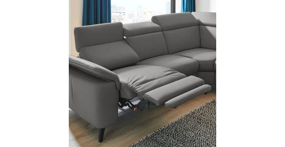 ECKSOFA in Echtleder Dunkelgrau  - Dunkelgrau/Schwarz, Design, Leder/Metall (285/239cm) - Cantus