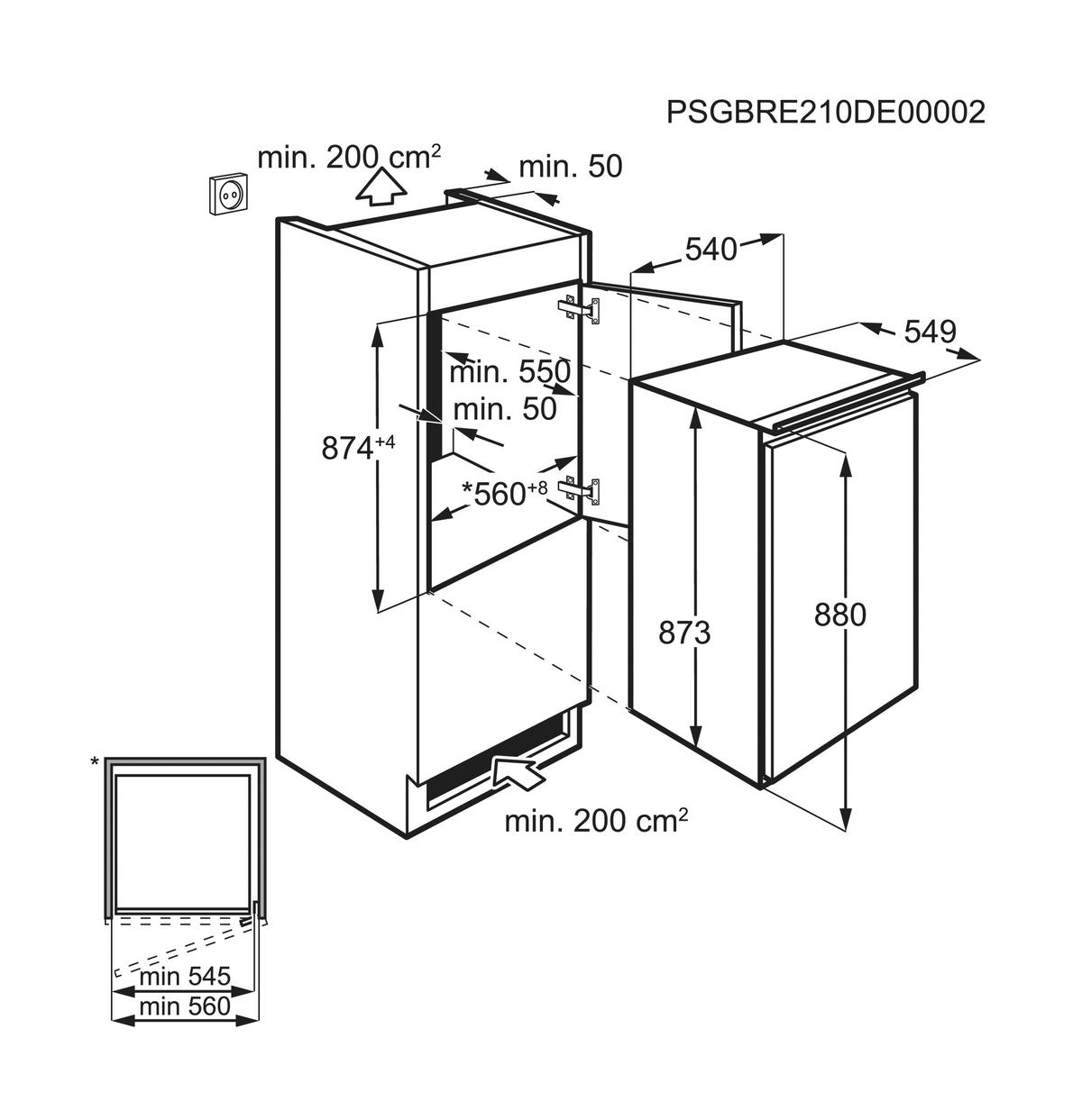KÜHLSCHRANK 54,8/87,3/54,9 cm KRB2AE88S  - Weiß, Basics, Glas/Kunststoff (54,8/87,3/54,9cm) - Electrolux