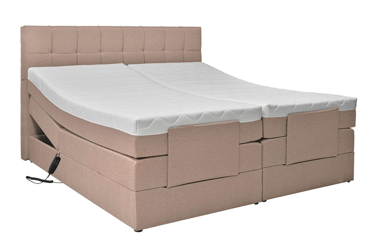BOXSPRINGBETT 180/200 cm  in Haselnussfarben  - Schwarz/Haselnussfarben, Basics, Kunststoff/Textil (180/200cm) - Moderano