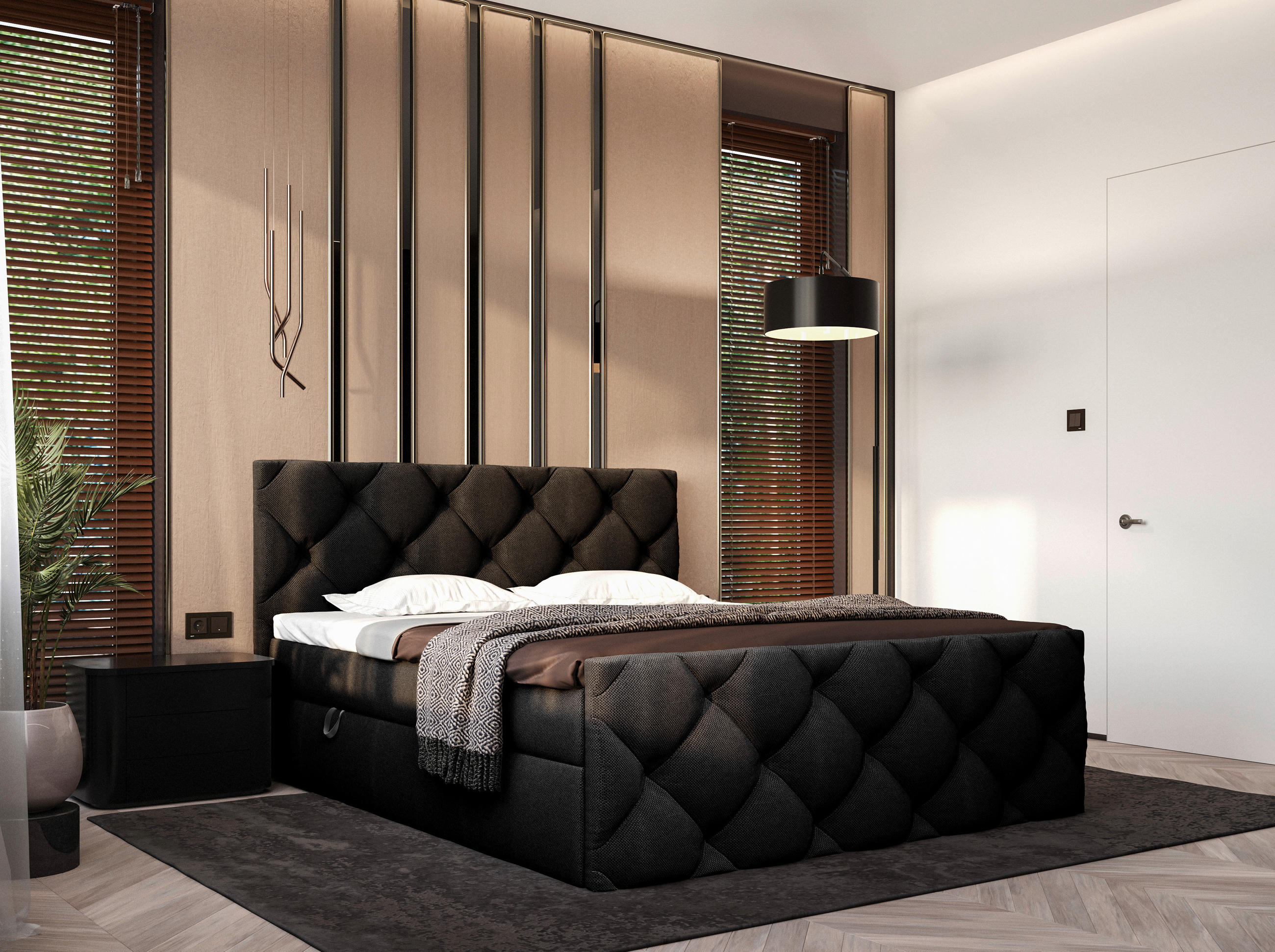 BOXBETT 180/200 cm  in Schwarz  - Schwarz, KONVENTIONELL, Kunststoff/Textil (180/200cm) - Carryhome