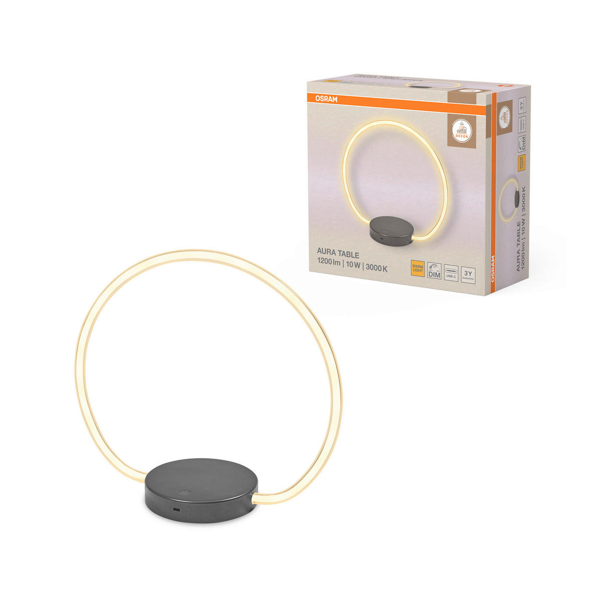 LED-TISCHLEUCHTE 36.7/15/34.9 cm   - Dunkelgrau, Design, Kunststoff (36.7/15/34.9cm) - Osram