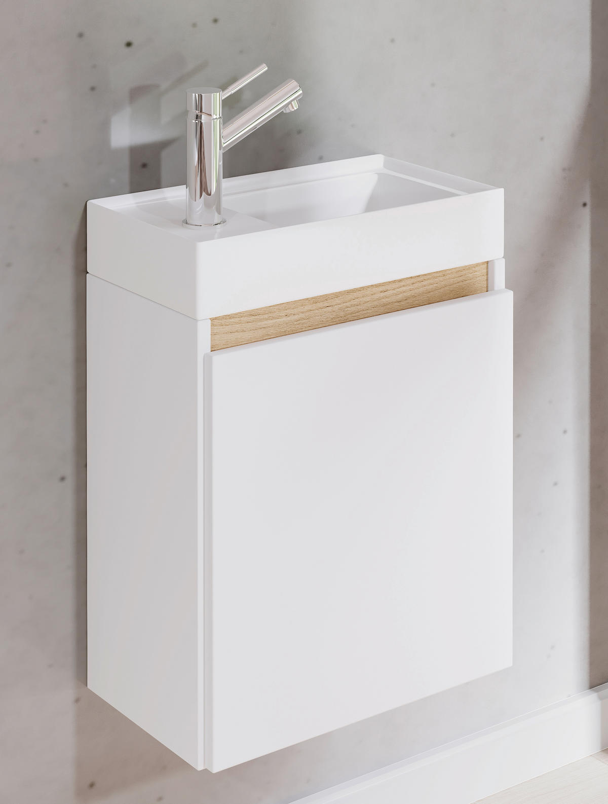 GÄSTEBAD 41 cm  - Honigeiche/Weiß, Trend, Keramik/Holzwerkstoff (41cm) - MID.YOU