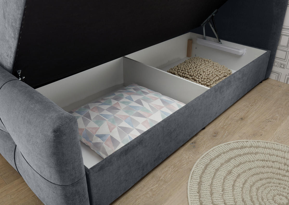 BOXBETT 160/200 cm  in Anthrazit  - Anthrazit, Modern, Holzwerkstoff/Kunststoff (160/200cm) - MID.YOU