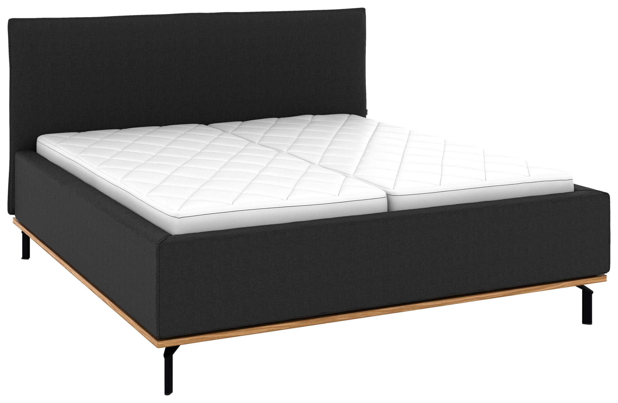 POLSTERBETT 180/200 cm,  in Anthrazit, Matratze, Lattenrost, Bettkasten, H3 + H3 = fest  - Anthrazit/Graphitfarben, Design, Holz/Textil (180/200cm) - Musterring