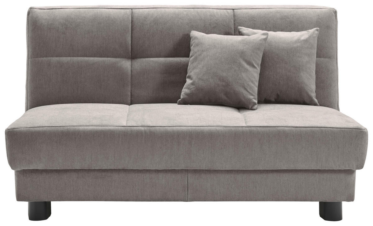 SCHLAFSOFA Mikrovelours Greige  - Greige/Schwarz, KONVENTIONELL, Textil/Metall (145/85/100cm) - Carryhome