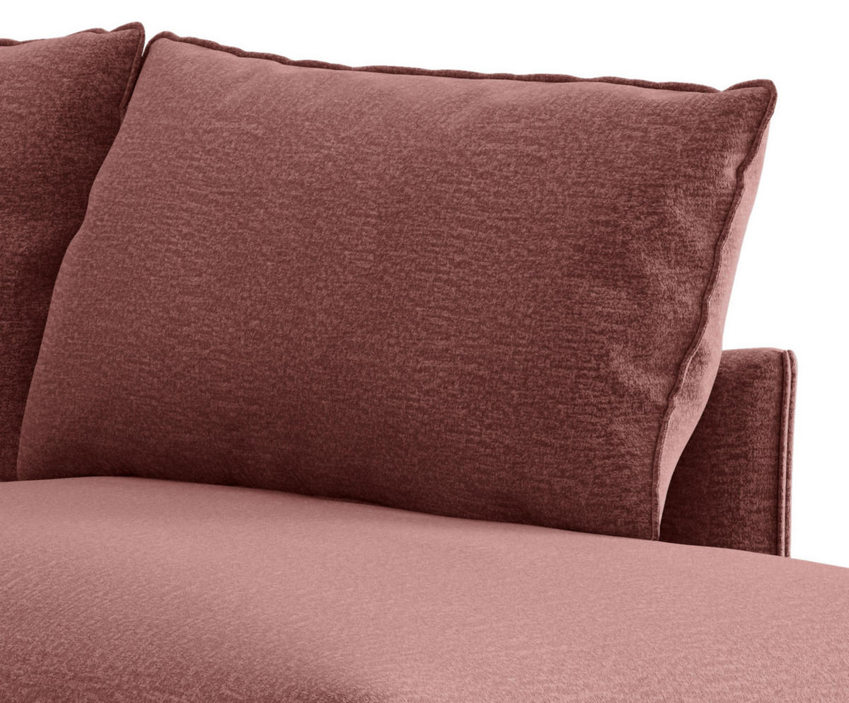 ECKSOFA in Flachgewebe Altrosa  - Altrosa/Schwarz, Design, Textil/Metall (267/204cm) - Livetastic