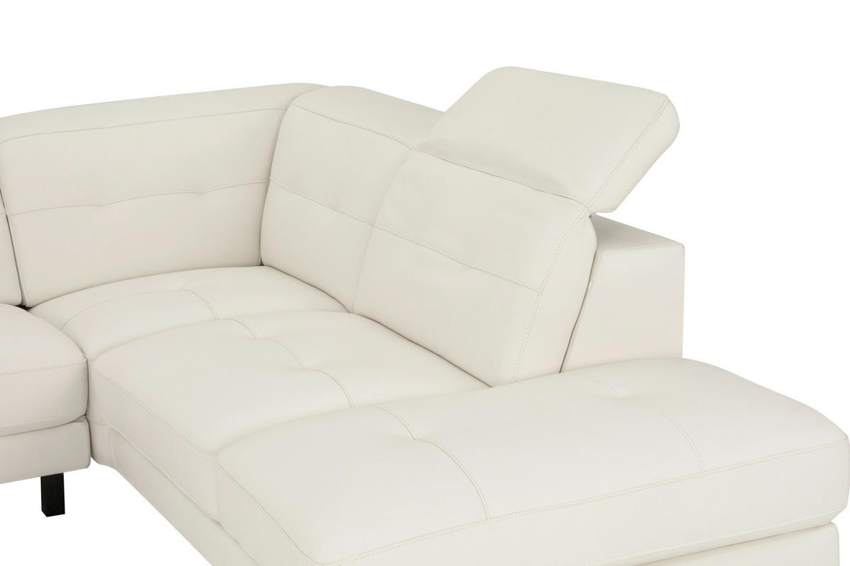 ECKSOFA Weiß Echtleder  - Schwarz/Weiß, MODERN, Leder/Metall (287/224cm) - MID.YOU