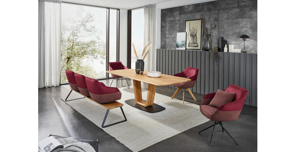 SITZBANK 210/87/67 cm in Rot, Hellrot, Beige - Hellrot/Beige, Design, Leder/Holz (210/87/67cm) - Ambiente