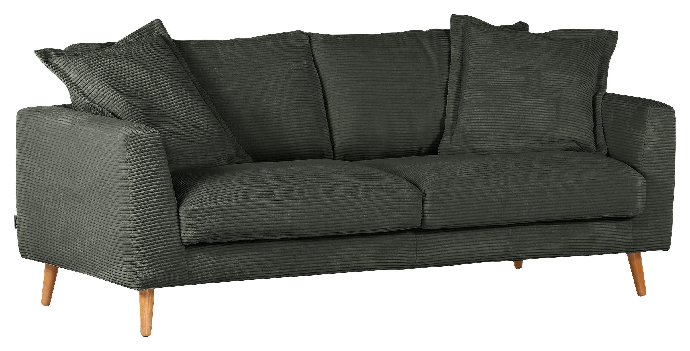 BIGSOFA in Cord Dunkelgrün  - Dunkelgrün/Naturfarben, ROMANTIK / LANDHAUS, Holz/Textil (220/69/100cm) - Landscape