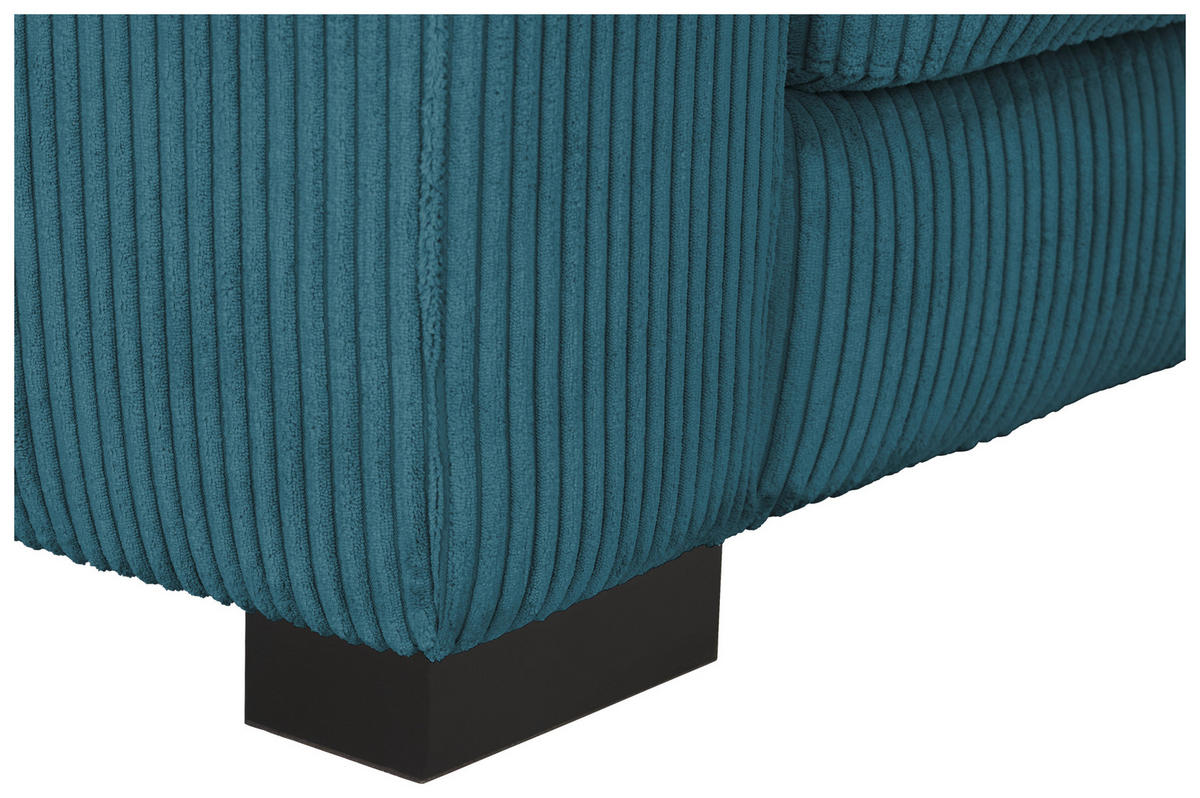 2,5-SITZER in Cord Petrol  - Petrol/Schwarz, KONVENTIONELL, Holz/Textil (203/83/126cm) - Hom`in