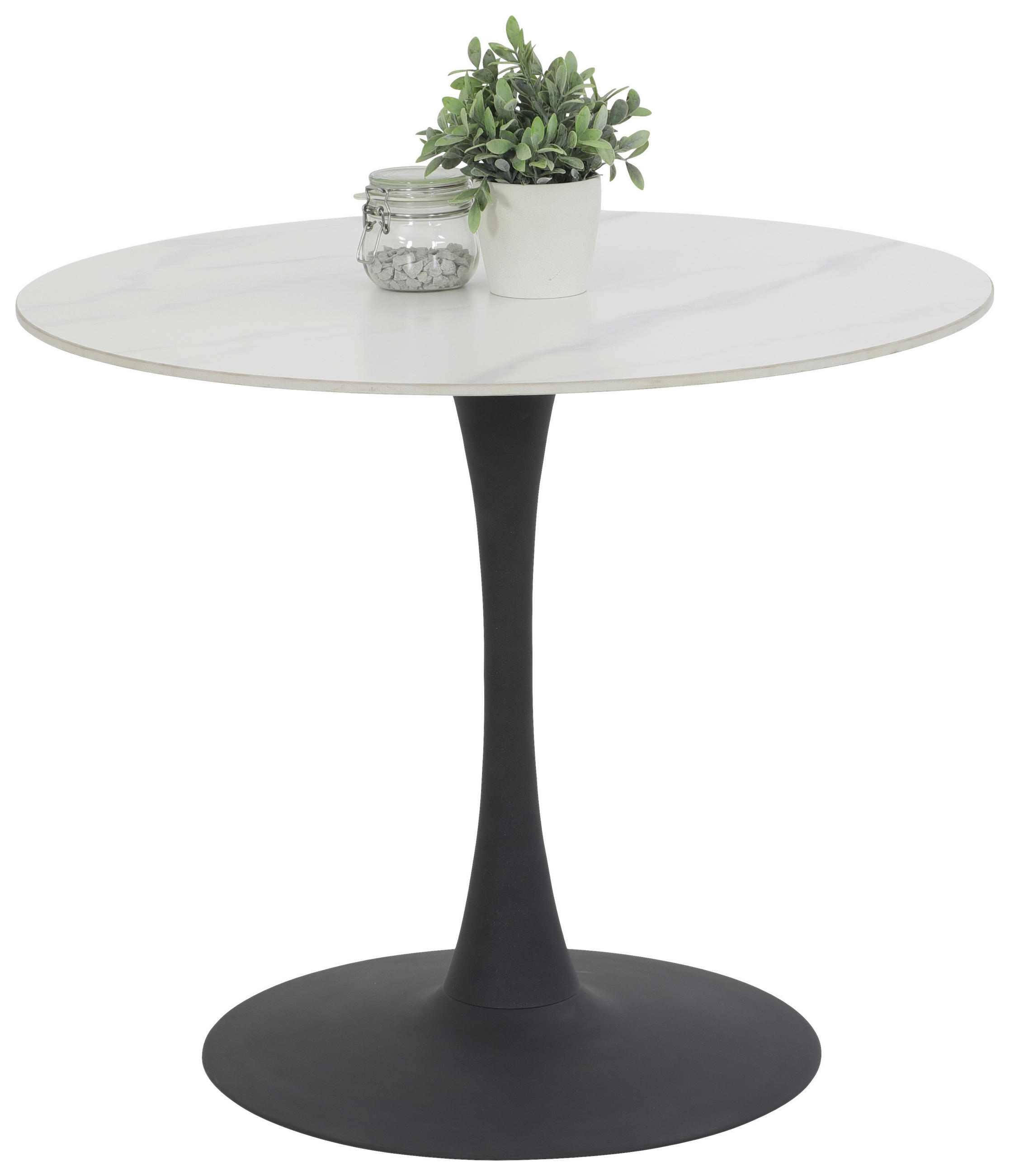 ESSTISCH in Metall, Stein 90/90/76 cm  - Schwarz/Weiß, Trend, Stein/Metall (90/90/76cm) - Boxxx