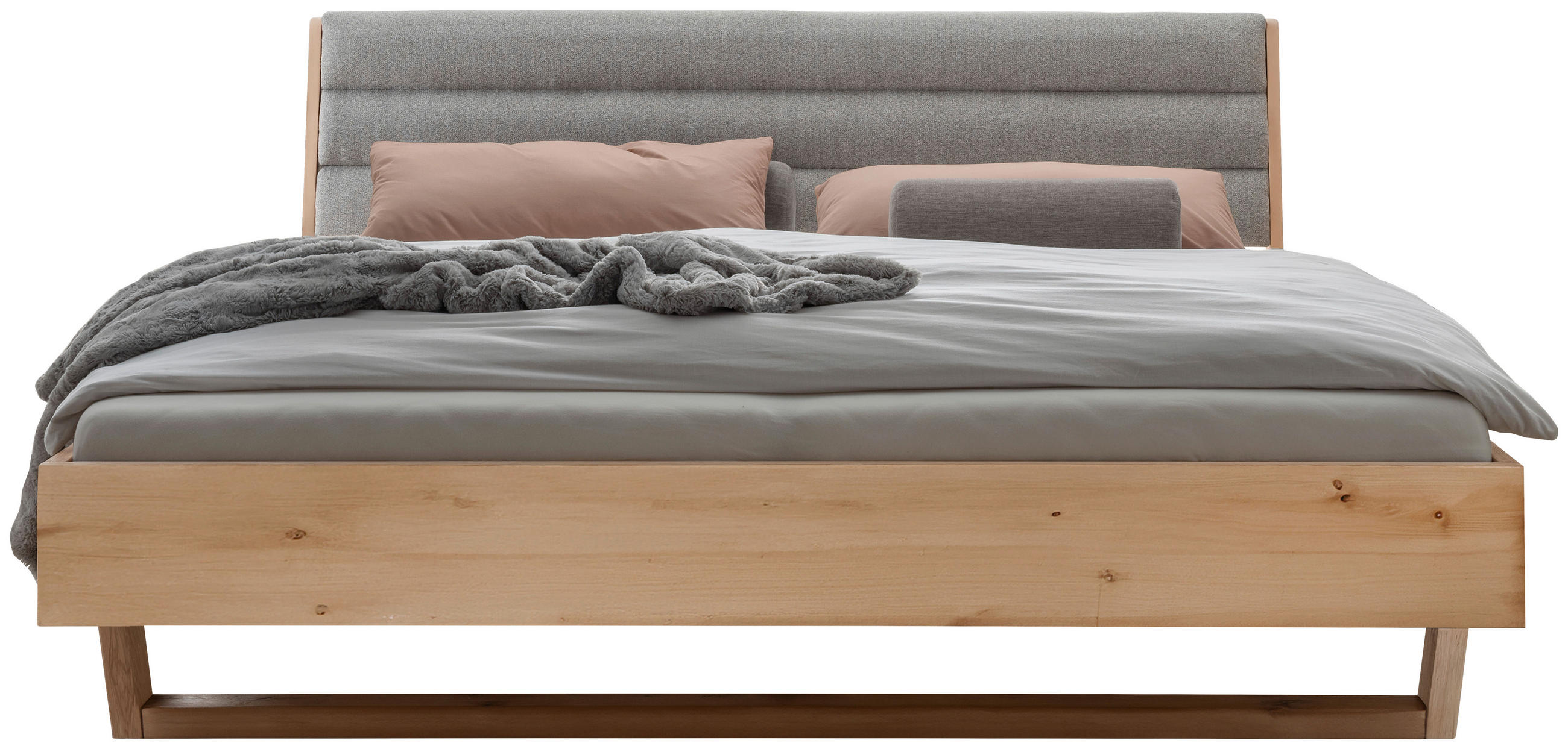 ÁGY 180/200 cm  lucfenyőszínű  - lucfenyőszínű/szürke, Modern, textil/fa (180/200cm) - Livetastic