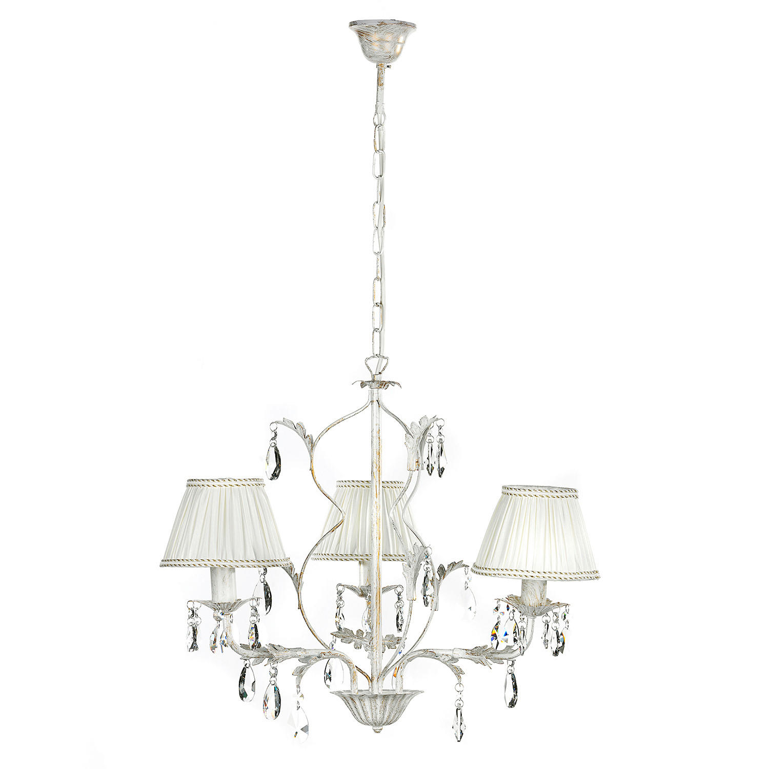 KRISTALL-HÄNGELEUCHTE 60/105 cm   - Weiß, Natur, Glas/Textil (60/105cm)