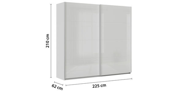 SCHWEBETÜRENSCHRANK  in Seidengrau  - Seidengrau/Alufarben, KONVENTIONELL, Glas/Holzwerkstoff (225/210/62cm) - Xora