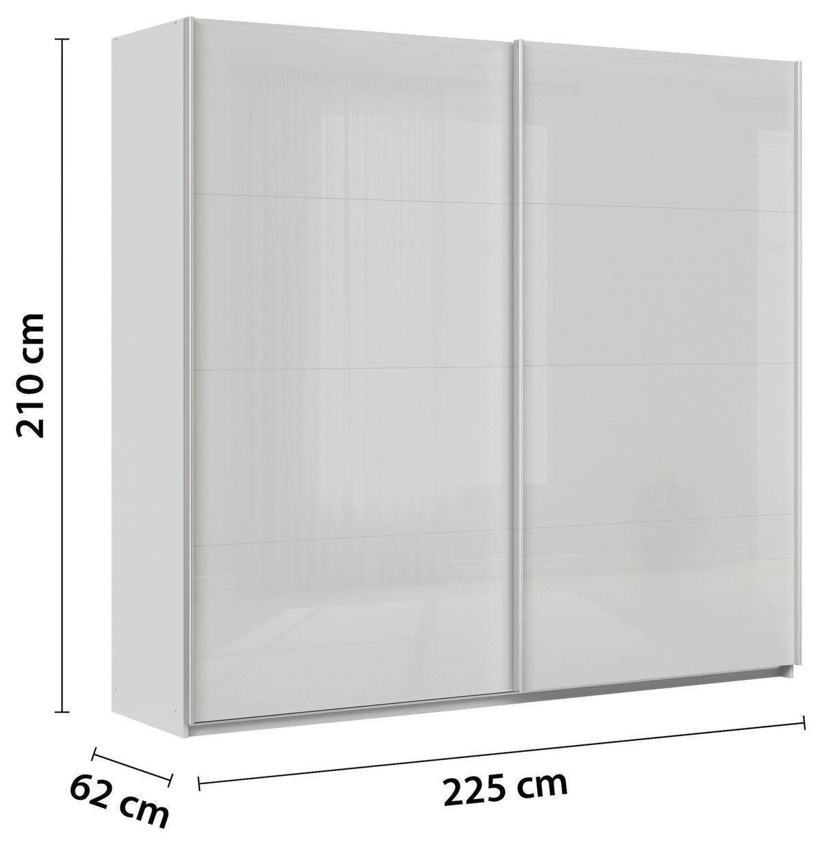 SCHWEBETÜRENSCHRANK  in Seidengrau  - Seidengrau/Alufarben, KONVENTIONELL, Glas/Holzwerkstoff (225/210/62cm) - Xora