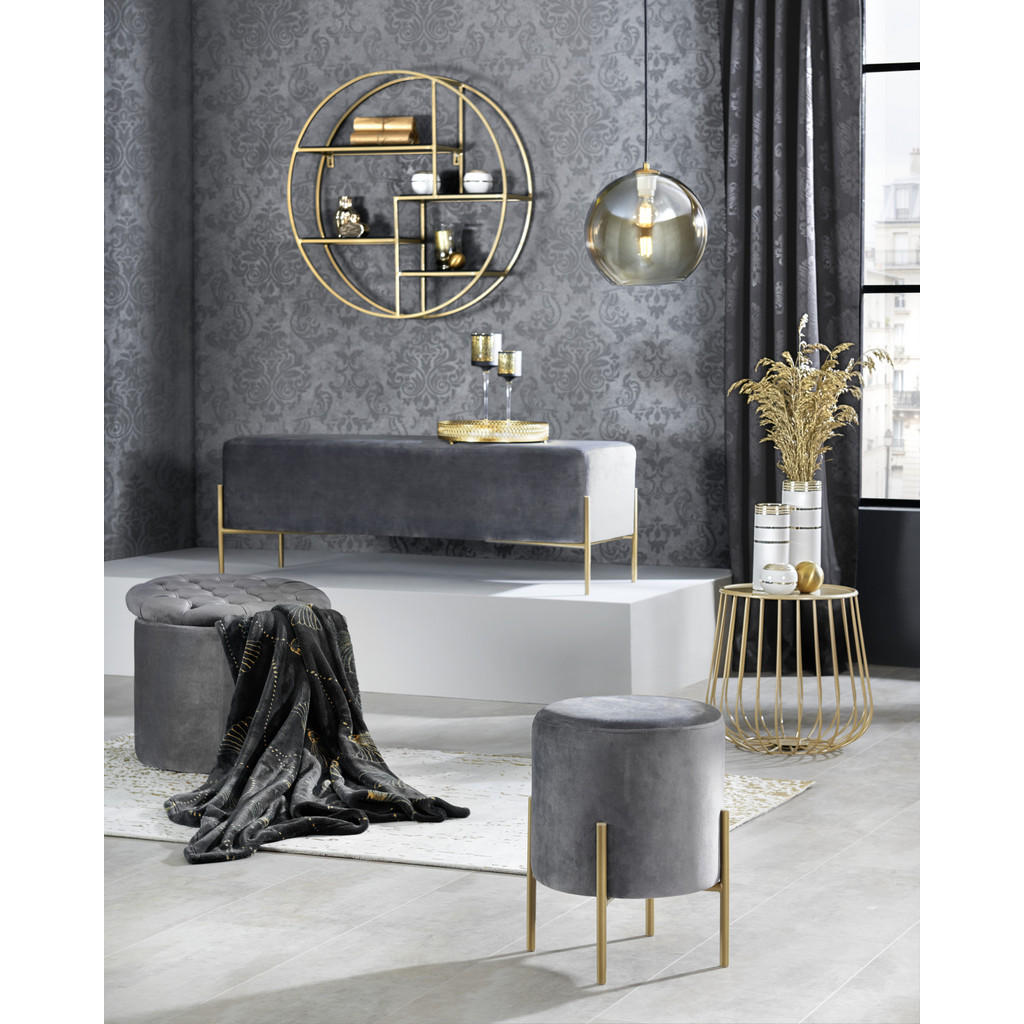 Thumbnail - Xora Wandregal, Schwarz, Gold, Holz, Metall, Akazie, teilmassiv, 80x80x22 cm, Wohnzimmer, Regale, Wandregale