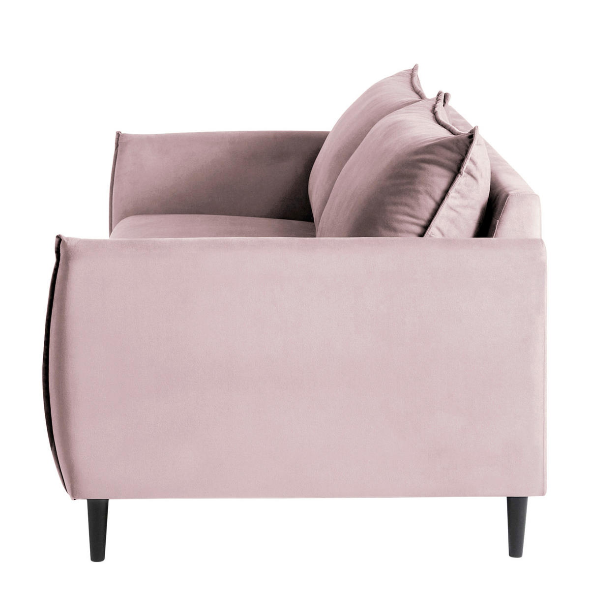 3-SITZER-SOFA JULI Samt Rosa  - Schwarz/Rosa, Design, Holz/Textil (203/86/100cm) - P & B