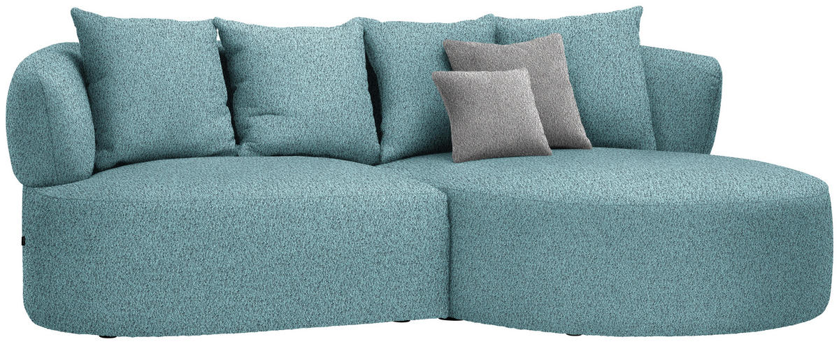 ECKSOFA in Bouclé Schwarz, Türkis  235/166 cm  - Türkis/Taupe, MODERN, Kunststoff/Textil (235/166cm) - Hom`in