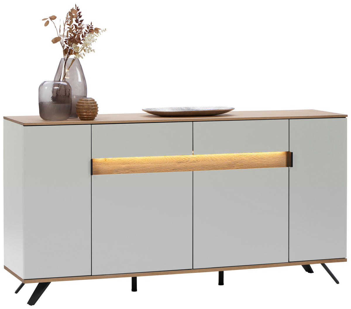 SIDEBOARD CREMONA  2 Schublade(n)  - Eichefarben/Hellgrau, MODERN, Holz/Holzwerkstoff (180,6/82/42cm) - Dieter Knoll