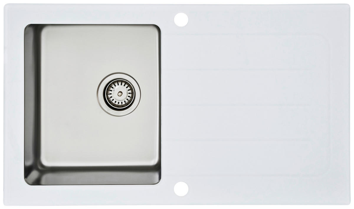 SPÜLE 1720NEWYORK86X50W  - Weiß, Trend, Glas/Metall (86/21/50cm) - Respekta