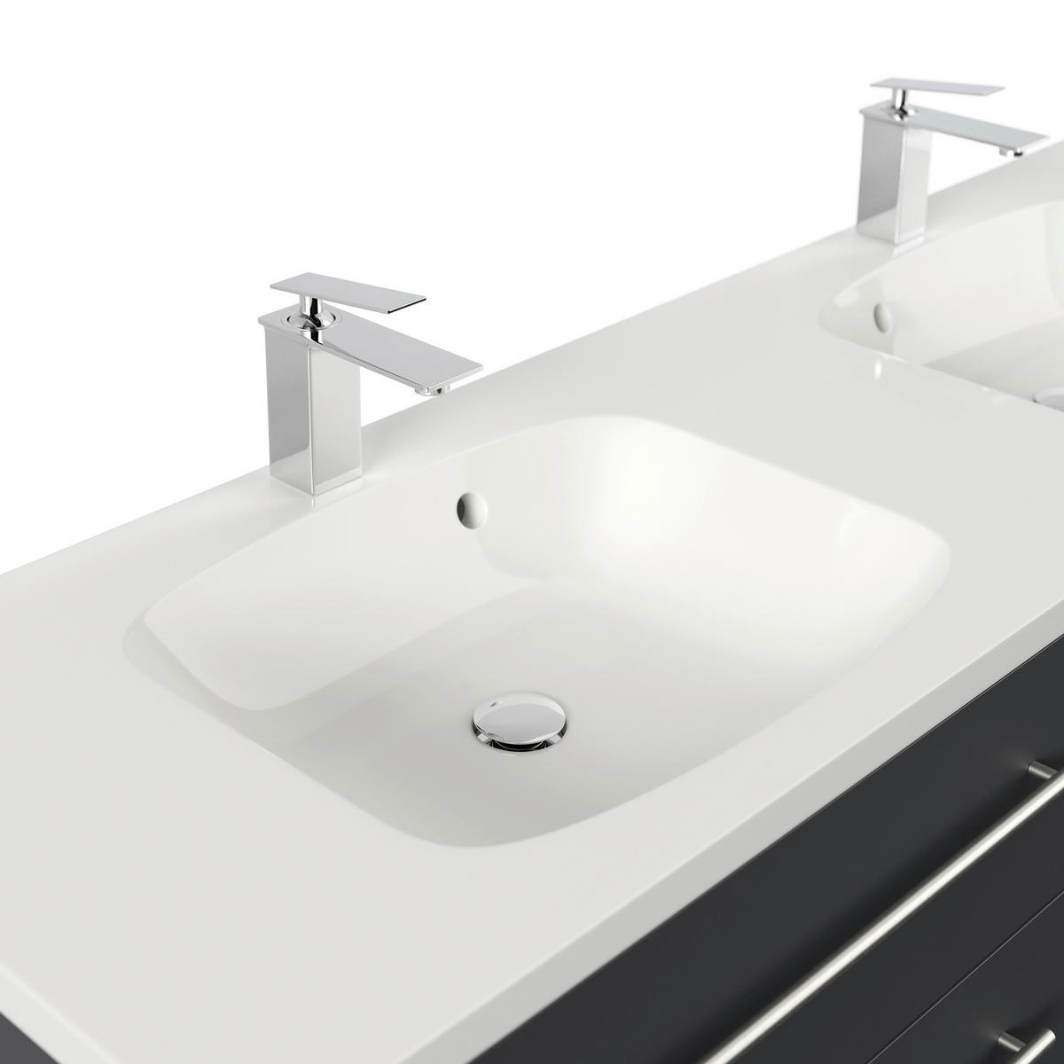 WASCHTISCHKOMBI 160 cm  - Graphitfarben/Weiß, Basics, Holzwerkstoff/Stein (160cm) - MID.YOU