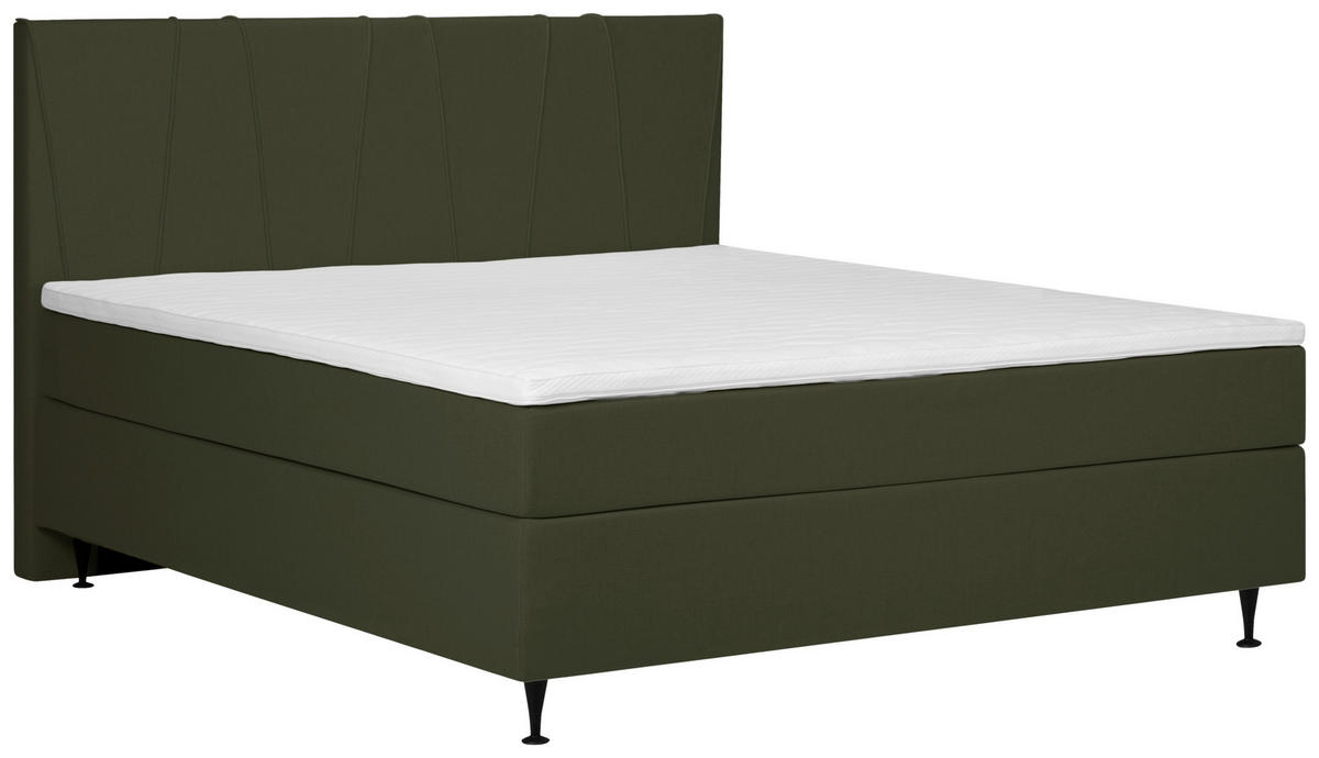 BOXSPRING-ÁGY 180/200 cm  sötétzöld  - fekete/sötétzöld, Modern, textil (180/200cm) - MID.YOU
