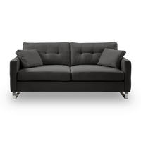 2,5-SITZER HERA Flachgewebe Grau  - Chromfarben/Grau, Basics, Textil/Metall (203/92/94cm) - MID.YOU