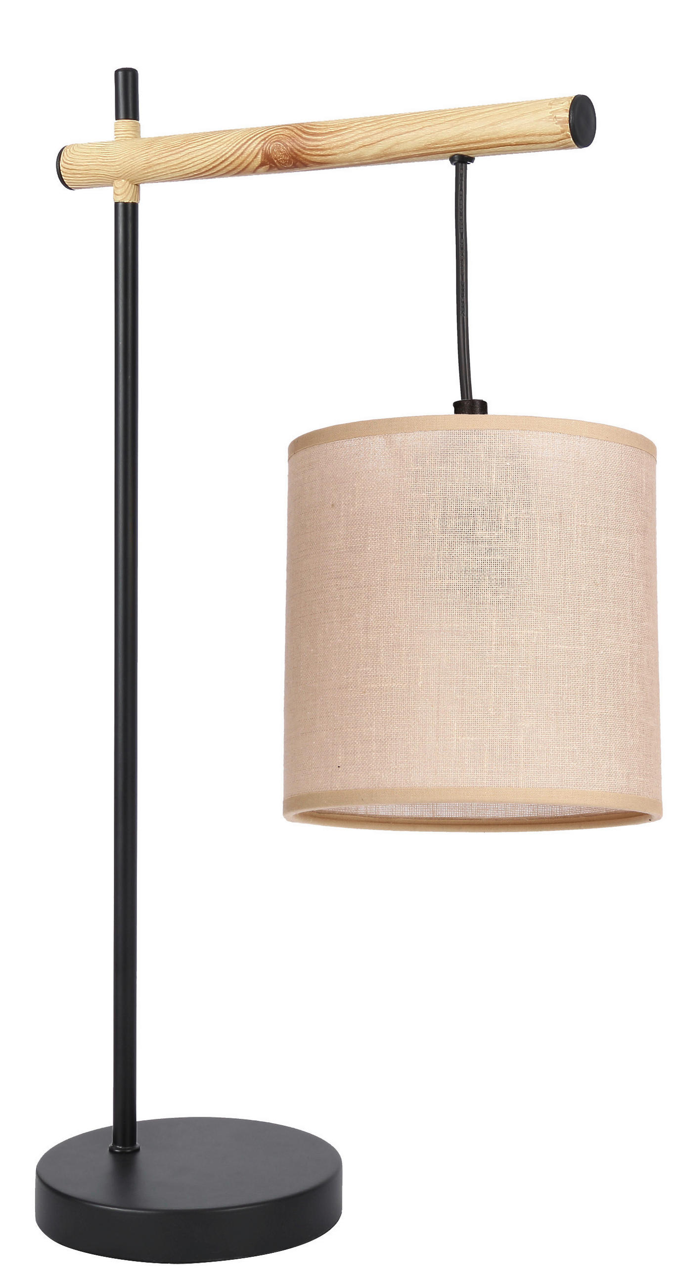 TISCHLEUCHTE Combi 30/15/55 cm  - Beige/Schwarz, Natur, Kunststoff/Metall (30/15/55cm)