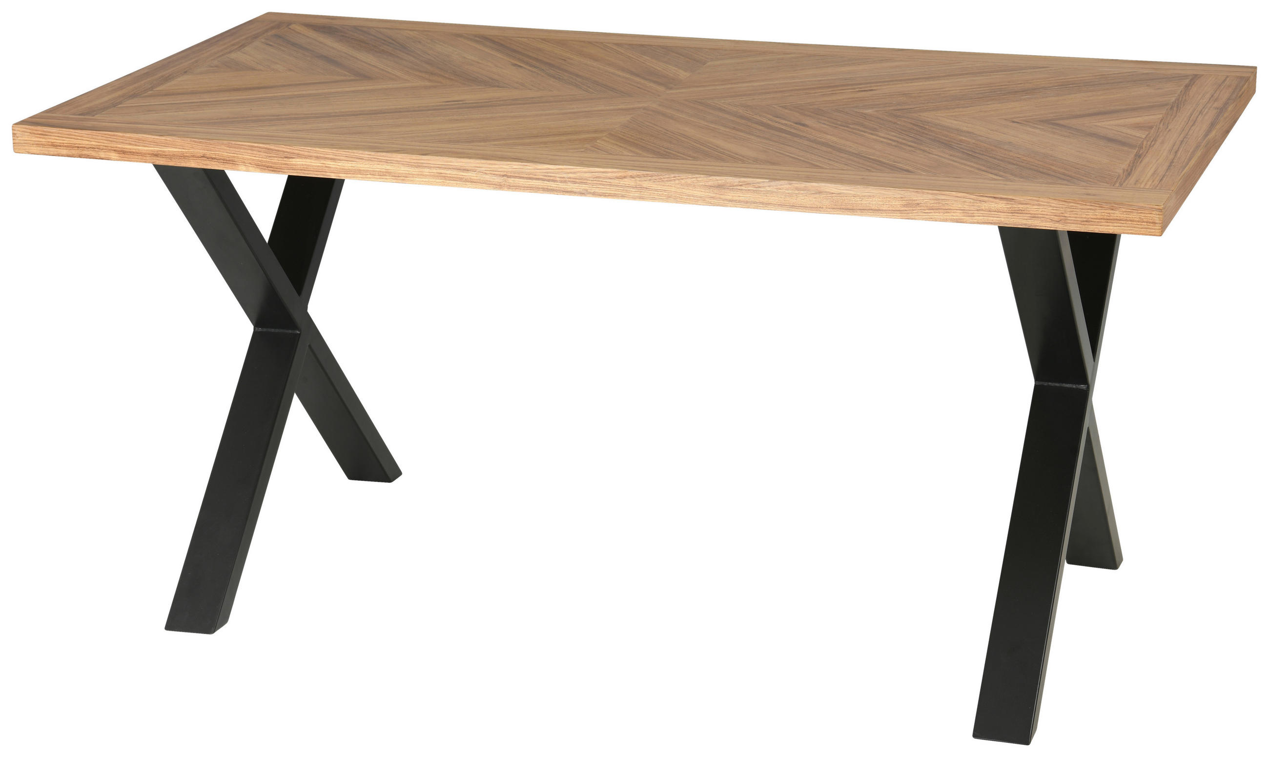 ESSTISCH 160/90/77 cm Eiche furniert Holz, Metall Eichefarben rechteckig  - Eichefarben/Schwarz, MODERN, Holz/Metall (160/90/77cm) - MID.YOU