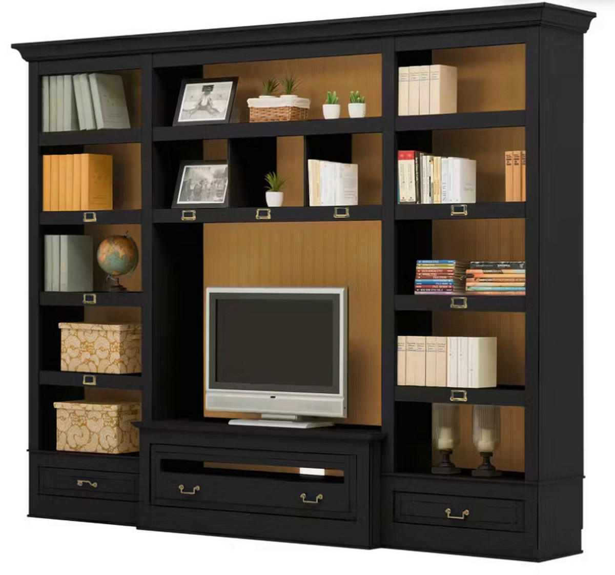 WOHNWAND UrbanClass 2-teilig  in Schwarz, Currygelb  311/238,5/52-46,5 cm  - Currygelb/Schwarz, LIFESTYLE, Holz/Metall (311/238,5/52-46,5cm) - Livetastic