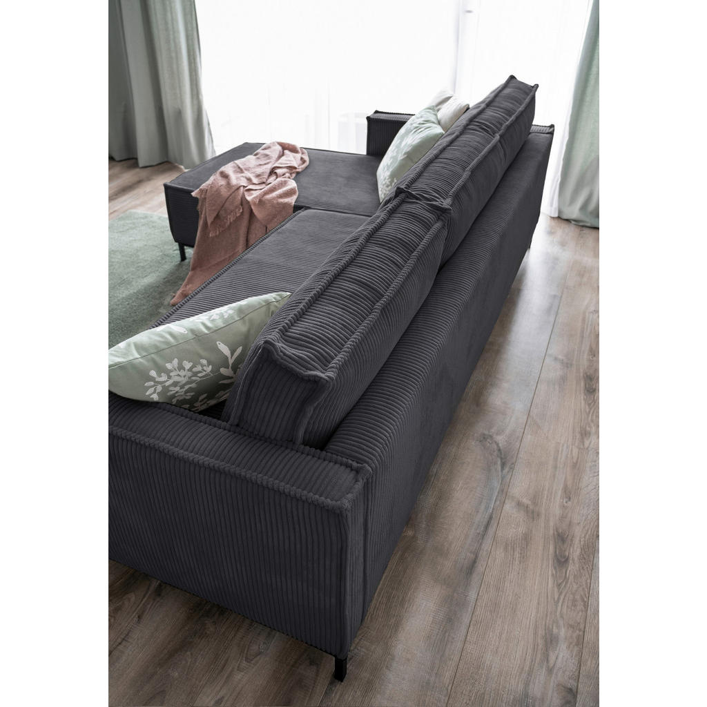 Thumbnail - Mid.you Ecksofa, Grau, Textil, 4-Sitzer, seitenverkehrt montierbar, 232x90x154 cm, Made in EU, Rücken echt, Wohnzimmer, ...