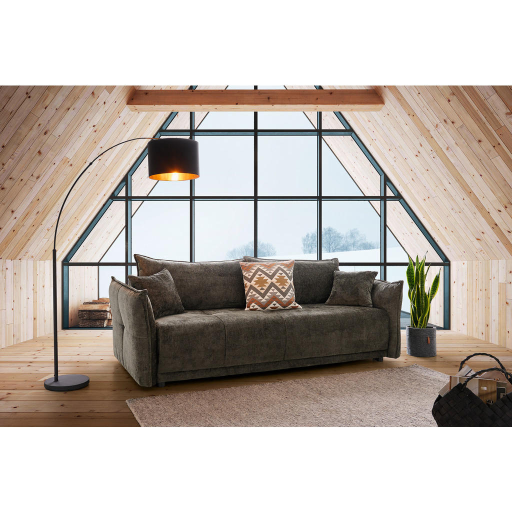 Thumbnail - Hom`in Boxspringsofa, Dunkelgrün, Textil, 3-Sitzer, Füllung: Schaumstoff, 235x95x108 cm, Stoffauswahl, Liegefunktion, Sc...