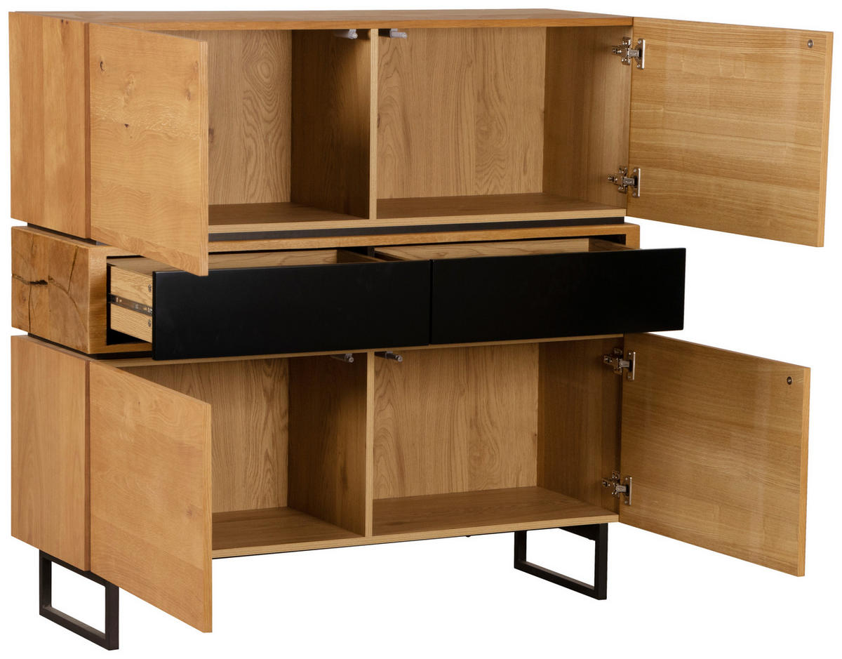 SIDEBOARD 120/119/40 cm  in Schwarz, Eichefarben  - Eichefarben/Schwarz, Design, Holz/Holzwerkstoff (120/119/40cm) - MID.YOU