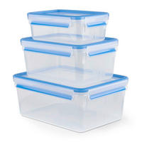 FRISCHHALTEDOSENSET Clip & Close 3-teilig  - Transparent, Basics, Kunststoff (26,3/19,5/11cm) - Emsa