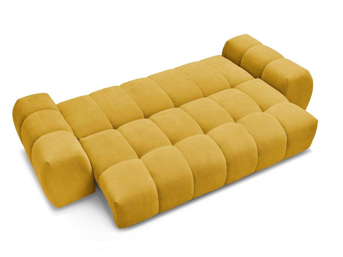 SCHLAFSOFA EVEREST  mit Rücken echt, Armteil links, Armteil rechts Struktur Gelb  - Gelb/Schwarz, MODERN, Kunststoff/Textil (278/115/90cm)