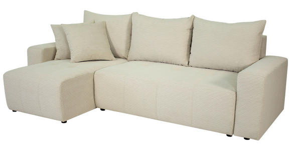 ECKSOFA inkl. Funktion Beige Cord  - Beige/Schwarz, Design, Kunststoff/Textil (248/146cm) - Xora