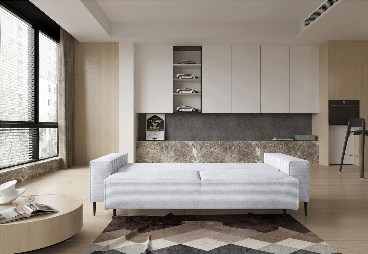 BÄDDSOFFA i vävt tyg silver  - silver/svart, Design, metall/textil (240/89/103cm) - MID.YOU